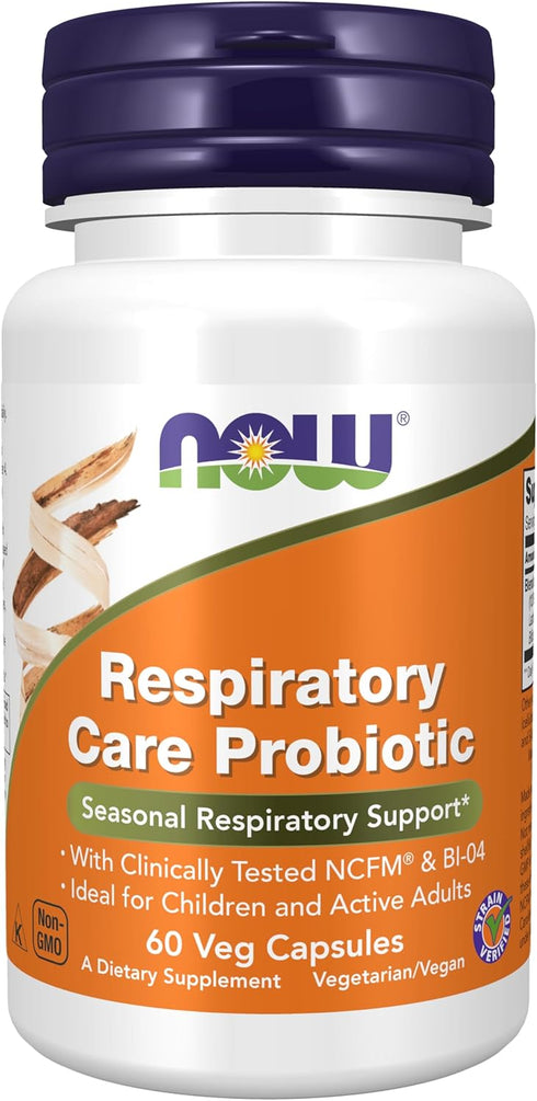 NOW Supplements, Respiratory Care Probiotic, with Clinically Tested NCFM® & BI-04, 60 Veg Capsules...