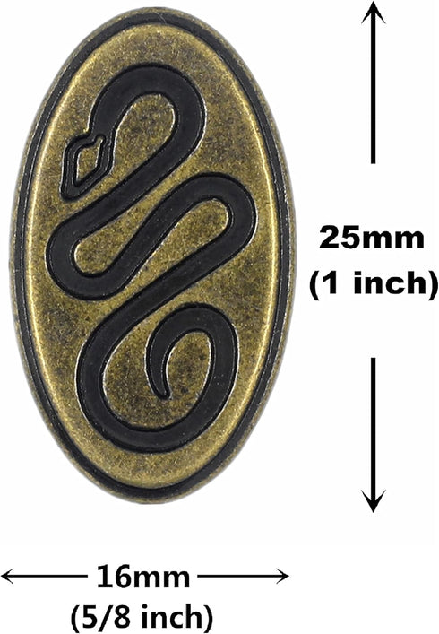 Bezelry 12 Pieces Sidewinder Snake Oval Metal Shank Buttons. 25mm (1 inch) (Antique Brass)...
