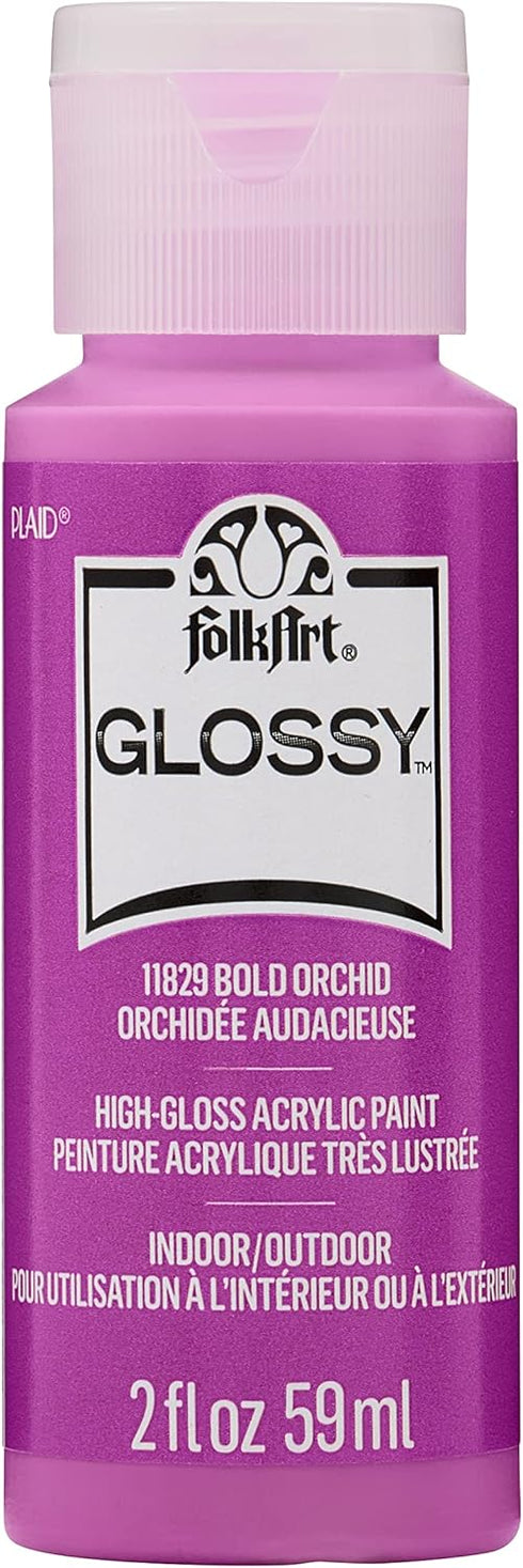 FolkArt, Bold Orchid 2 fl oz Assorted 59ml Brilliant Gloss Acrylic Paint for Easy to Apply DIY Crafts, Art Supplies with A Glossy Finish, 11829...