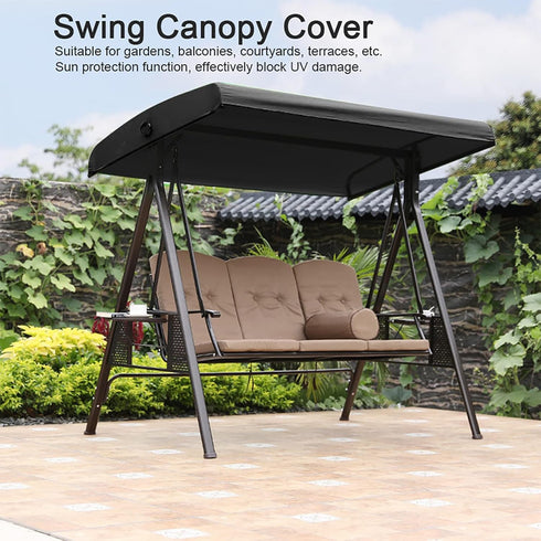 Outdoor Patio Swing Canopy Cover, Waterproof Swing Chair Porch Top Sun Shade UV Resistant Awning Glider Windproof Hammock Roof Protection Replacem...