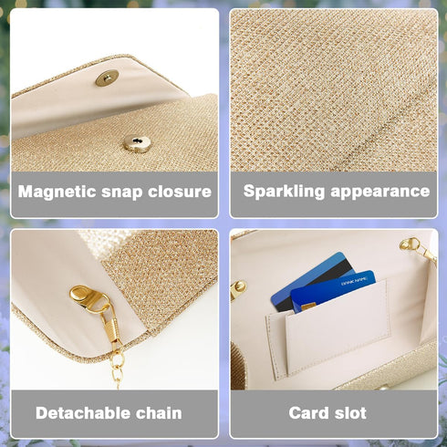 Clutch Purses for Women,Evening Bag Envelope Clutch with Detachable Chain Sparkle Elegance...