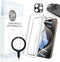 for iPhone 15 Pro Max Screen Protector Tempered Glass Screen Protector Camera Lens Protector Metal Ring Sticker for Magsafe Set with Installation ...