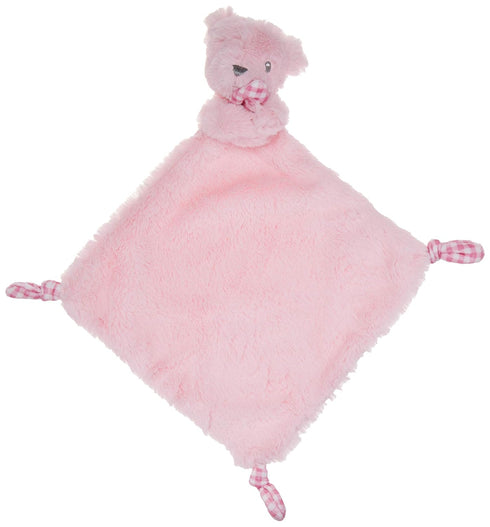 Pink Bear Security Blanket with Rattle Polka Dot Accents...
