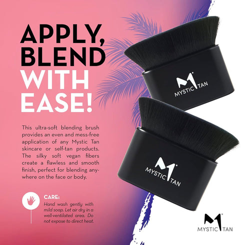 Mystic Tan Blending Kabuki Brush for Liquid Foundation, Self Tanner, Skincare, Black - Comfortable, Soft Makeup Brushes with Vegan Fibers for Flaw...