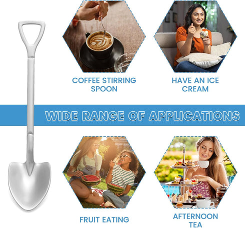 10 Pack Shovel Shape Demitasse Espresso Spoons, 4.7 Inches Stainless Steel Mini Coffee Spoons, Small Spoons for Dessert,Tea, Appetizer, Party Supp...