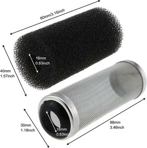 Stainless Steel Aquarium Filter Guard 16mm Pre-Filter Sponge Aquarium Filter Protector Cover Kit for Fish Tank Inlet Pond...