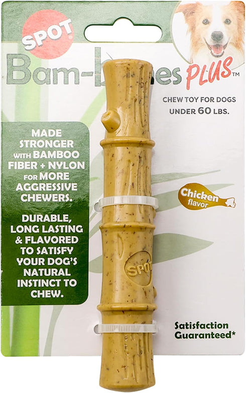 Bam Bones for Dogs Bamboo Dog Toy, Chicken Flavored Dog Chew Toys Bundle SS Pet Training Whistle - Chew Stick for Aggressive Chewers for Dogs Unde...