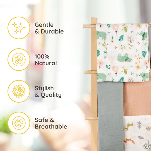 Muslin Swaddle Blankets - Baby Essentials Blanket Newborn Must Haves Boy Girl Breastfeeding Gifts Shower Burp Cloths Wrap Sleep Soft Gender Neutra...