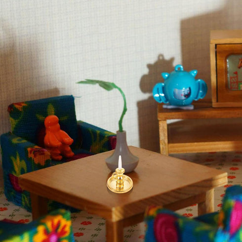 Toyvian Doll House Candlestick 2PCS Miniature Candle Holders (1:12) Tiny House Candlesticks Mini House Candle Holder Decorations Dollhouse Miniatu...