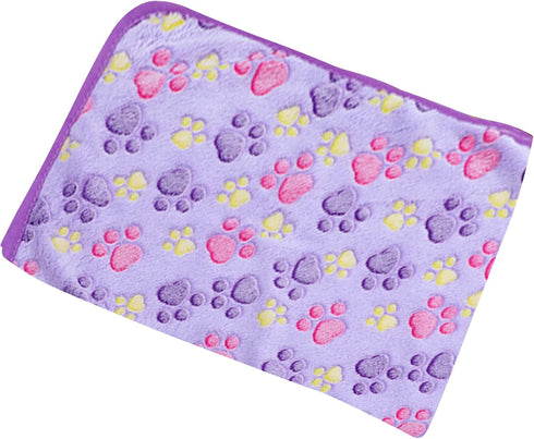 Pet Blanket Soft Fluffy Fleece Pet Mat Doggy Flannel Blanket Dog Cat Cute Paw Print Pet Blankets Purple Paw Small(23 * 16")...