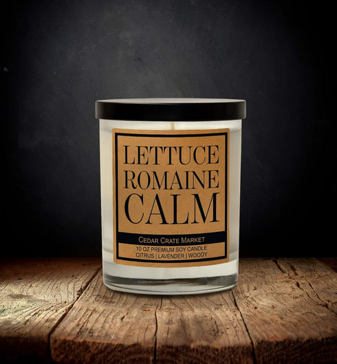 CEDAR CRATE MARKET Lettuce Romaine Calm, Kraft Label Scented Soy Candle, Citrus, Lavender, Woody, 10 Oz. Glass Jar Candle, Made in The USA, Decora...