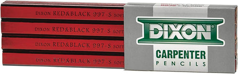 DIXON Industrial Carpenter Pencils, Soft Graphite Core, Red/Black, 7", 12-Pack (19971)...