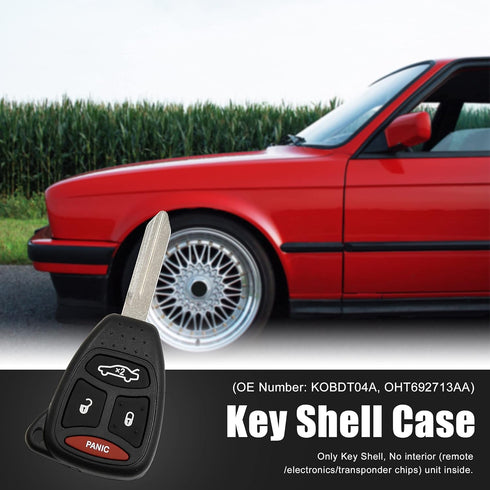 uxcell 4 Buttons Uncut Key Fob Remote Control Case Shell Replacement KOBDT04A for Chrysler for Dodge...