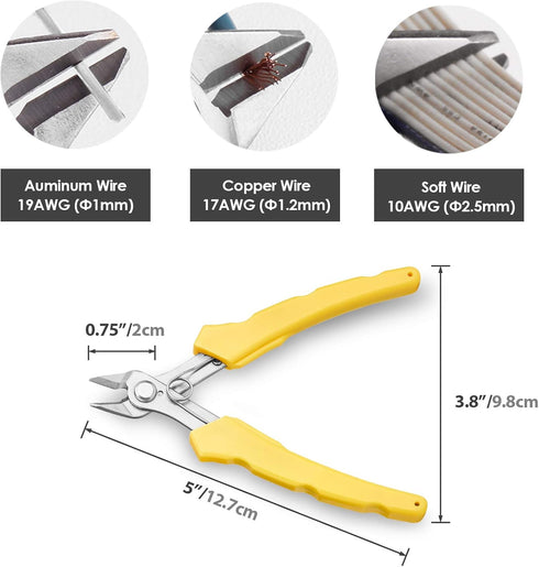 DOWELL Flush Cutter Micro Wire Cutters 5 Inch Stainless Steel Side Cutting Pliers Tools Precision Cutter for Soft Wires...