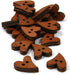 20 Natural 3/4 inch Brown Wood Whimsical Heart Wooden 2 Hole Flat Sewing Buttons, Linking Beads, Charms etc...