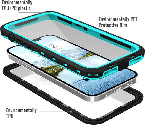 Waterproof iPhone 13 Pro Case - Full Protection iPhone 13 Pro Waterproof Phone case 6.1 Inch Shockproof Dustproof Teal...
