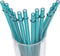 Dakoufish BPA-Free 12 Piece 11 Inch Reusable Clear Plastic Glitter Sparkle Drinking Straw Plus one Cleaning Brush (Teal,11inch)...