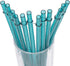 Dakoufish BPA-Free 12 Piece 11 Inch Reusable Clear Plastic Glitter Sparkle Drinking Straw Plus one Cleaning Brush (Teal,11inch)...
