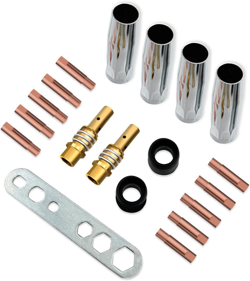 MIG Welder MB15 15AK MIG Welding Gun Accessory Kit, 19 PCS Nozzle Contact Nozzle Tips Holder Kit, 4 x Gas Nozzles, 10 x M6 0.8mm Power Nozzles, 2 ...