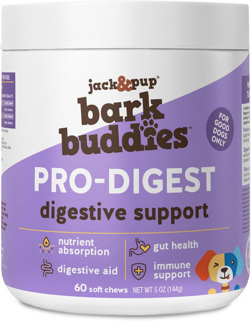 Jack&Pup Probiotic Chews for Dogs - Dog Probiotic Chews Small and Medium - Pro-Digest Bark Buddies (Up to 40 lbs) Puppy Probiotic Dog Chews, Pet P...
