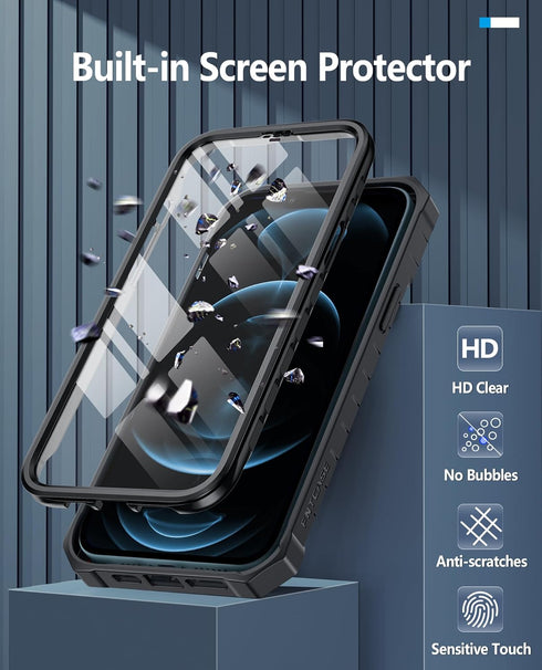 FNTCASE for iPhone 12-Pro-Max Phone Case: Military Grade Drop Proof Protection Mobile Cover with Kickstand | Matte Textured Rugged Shockproof TPU ...