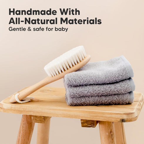 Baby Hair Brush - Baby Brush with Soft Goat Bristles, Cradle Cap Brush, Perfect Scalp Grooming Product for Infant, Toddler, Kids, Newborns, Baby G...