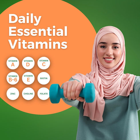 Halal Adult Multivitamin Gummies for Men, Women, Complete Everyday Nutritional Support with Biotin, Vegan, Natural Fruit Flavors, Non-GMO, Made in...
