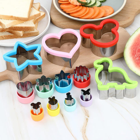 Elfkitwang Sandwich Cookie Cutters Set, Dinosaur,Heart,Star,Mouse,Sandwich Knife Cookie Knife Vegetable Cutter Food Grade Cookie Mould.(12Pcs)...