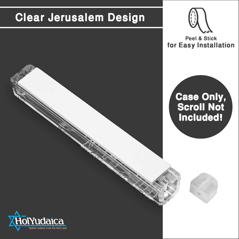 HolYudaica Lucite Mezuzah Case with Jerusalem Wall Decoration, fit up to 5inch / 12cm Mezuzah Scroll (Scroll Not Included), Waterproof Cace Protec...