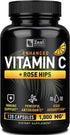 Vitamin C 1000mg with Rosehips (120 Capsules | 1000mg) Pure Vitamin C Capsules - Ascorbic Acid + Rose Hips for Powerful Immune System Support - Hi...