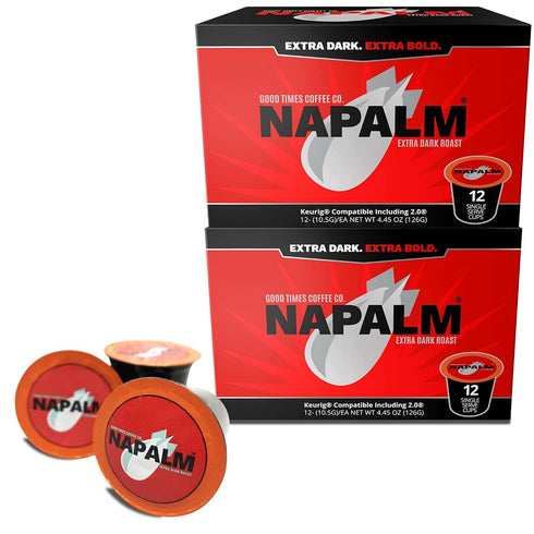 Napalm Coffee Extra Dark Roast, 100 Percent Arabica, Single Serve Cups for Keurig K-Cup Pod Brewers, 12 Count (Pack of 2)...