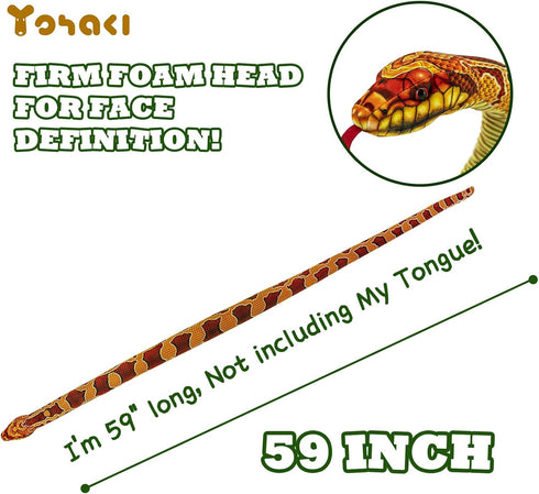Snake Plush Toy, 59'' Large Washable, Giant Simulation Plush Cuddle Toy, Soft and Cute Children's Gift for Boys and Girls, Birthday Party Gift Pra...