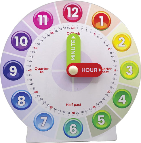 Interactive Educational Teaching Clock - Learn Time Easily, Durable Design for Kids with moveable arms, Engaging Hands-On Learning Tool, Perfect f...