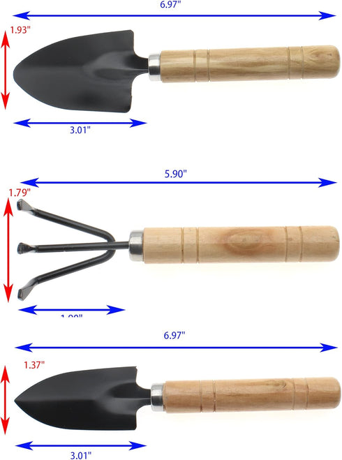 6 Pcs Mini Garden Tool Set Plant Potted Flower Gadget Wooden Handles for Transplanting Seedling Cultivating Weeding Flowers Vegetable Seedlings [F...