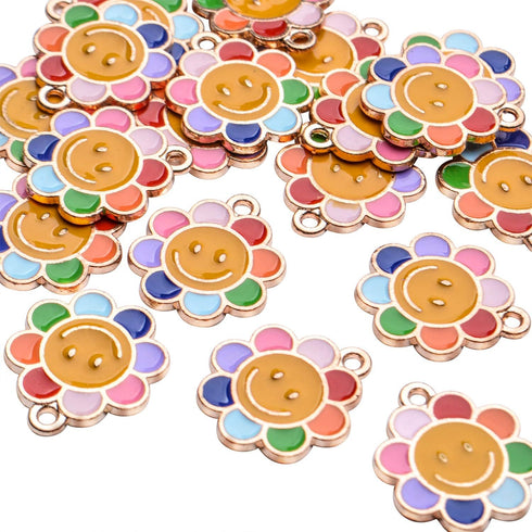Aylifu Enamel Flower Charms,20Pcs Daisy Face Charm Colorful Enamel Flower Charm for DIY Crafting Bracelet Jewelry Making...