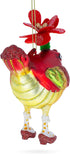 Hen Adorned with a Hat Glass Christmas Ornament...