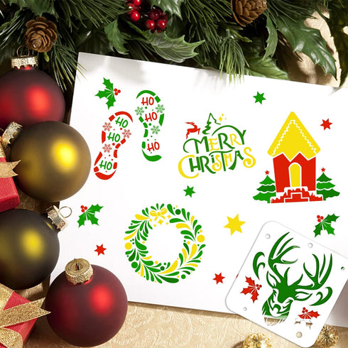 5"x5"Reusable Christmas Painting Stencils,24Pcs Xmas Waterproof Slice Templates Plastic Drawing Stencils for Kids Christmas DIY Craft Supplies...