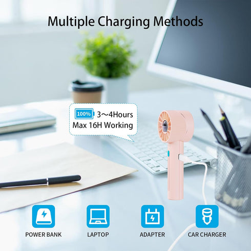 Personal Fans, Powerful Portable Handheld Fans with 7000RPM Turbo, High Speed USB-C Rechargeable Pocket Fan, Max 16H Working Mini Desk Fans for Wo...