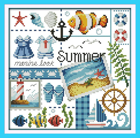 Awesocrafts 4 Pack Cross Stitch Kits, Four Seasons Easy Patterns Cross Stitching Embroidery Kit Supplies, Stamped or Counted (Four Seasons, Counte...