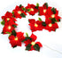 DearHouse 6.5Ft Lighted Poinsettia Christmas Garland with Red Berries and Holly Leaves, Pre-Lit Velvet Artificial Poinsettia Garland for Christmas...