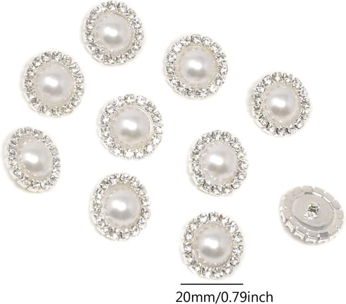 Honbay 10PCS 20mm Round Rhinestone Faux Pearl Buttons Embellishments - Sew on...