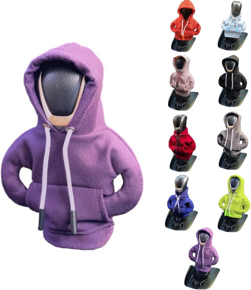Mini Car Gear Shift Cover Hoodie Car Gear Shift Cover, Interior Accessories Shift Knobs Fashionable Shirt Trim (Purple) (HF0817A)...
