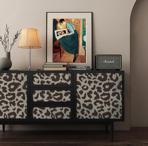 16.1"X118" Leopard Peel and Stick wallpaper Leopard Print Contact Paper Dark Brown and Khaki Wallpaper Self Adhesive wallpaper Thickened Removable...