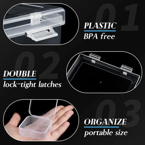 Jutieuo Small Bead Organizers, 16 Pieces Plastic Storage Cases Mini Clear Bead Storage Containers Boxes with Hinged Lid and Large Rectangle Organi...