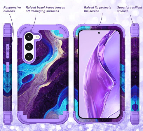 Hocase for Galaxy S23 Case, Shockproof Heavy Duty Protection Soft Silicone Rubber Bumper+Hard Plastic Hybrid Protective Case for Samsung Galaxy S2...