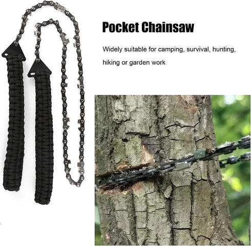 Pocket Chainsaw with Paracord Handle 24inch 11teeth Rope Saw Hand Saw Emergency Outdoor Survival Gear Folding Chain Wire Fast Wood & Tree Cutting ...