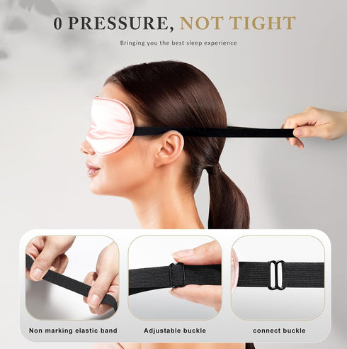 Sleep Mask Silk Eye Mask for Sleeping, Super Soft Blackout Eye Mask for Women Men, Side Sleeper Eye Covers for Sleeping with Adjustable Straps, Tr...