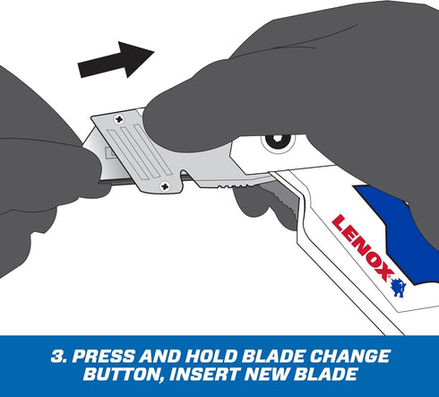 LENOX Utility Knife with 3 Bi-Metal Blades, Retractable, Foldable and Portable, Blade Storage (LXHT10601)...