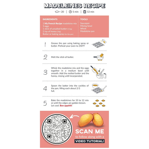 My French Recipe Madeleine baking mix, 8.8 Ounce - Bake Authentic French taste Madeleines! French Gourmet food Cake Mixes Great for Small Gift or ...