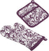 DII Quilted Kitchen Oven Mitt & Potholder Set, Hanging Loop for Convenient Storage, OM 6.5x12/PH 8x8.5, Eggplant Damask Print, 2 Piece...